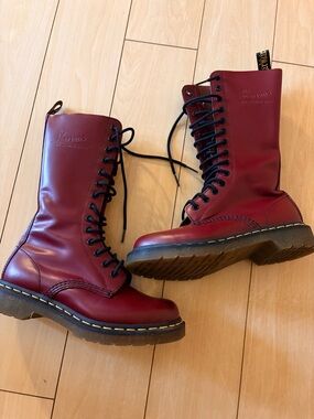 Dr. Martens Cherry Red 10-Eye Combat Boots